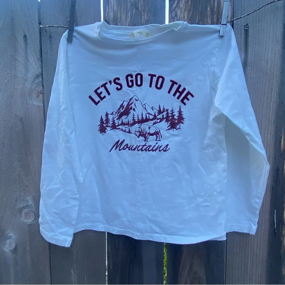 Mango boys Velvet message printed long sleeve t-shirt size 9